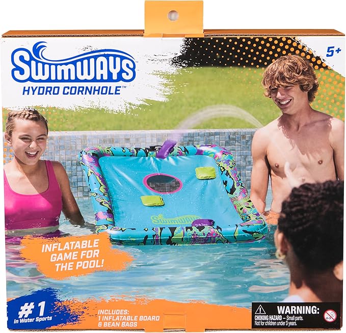 SwimWays Hydro Cornhole, Pool Toys for Kids and Adults, Cornhole Toss Game for Beach, Lake and Swimming Pool, Outdoor Toys for Kids Aged 5 & Up