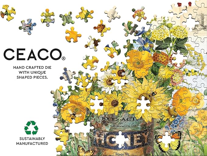 Ceaco - Barbara Anderson - Honey Bee Floral - 500 Piece Jigsaw Puzzle - Relaxing and Fun Activity for Adults