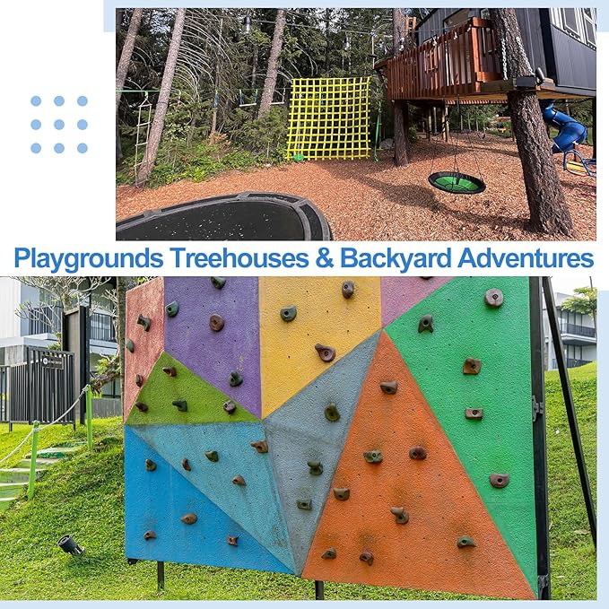 PATIKIL Rock Climbing Holds, 10 Pcs Climbing Rock Wall Grips Play Set Climber Attachments with Single Holes for Playground Accessories Indoor Outdoor Tree Training, Red A