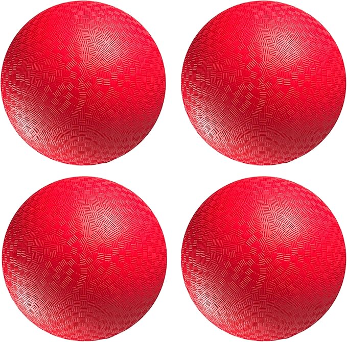 Playground Balls Bulk - 8.5 Inch Red Rubber Kickball Bouncy Inflatable Balls for Kids & Adults, Indoor & Outdoor Games, Kickballs, Dodgeball, Four Square, and More, (4-Pack)