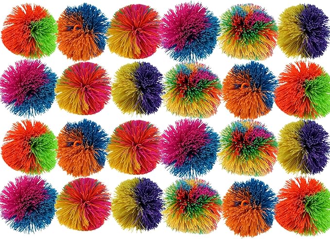 JA-RU Stretchy Stringy Balls for Kids (24 Pack) Hairy Rainbow Sensory Ball Fidget Toy | Stress Relief Toy | Bulk Party Favors, Classroom Prizes, & Goodie Bag Stuffers. 1070-24p