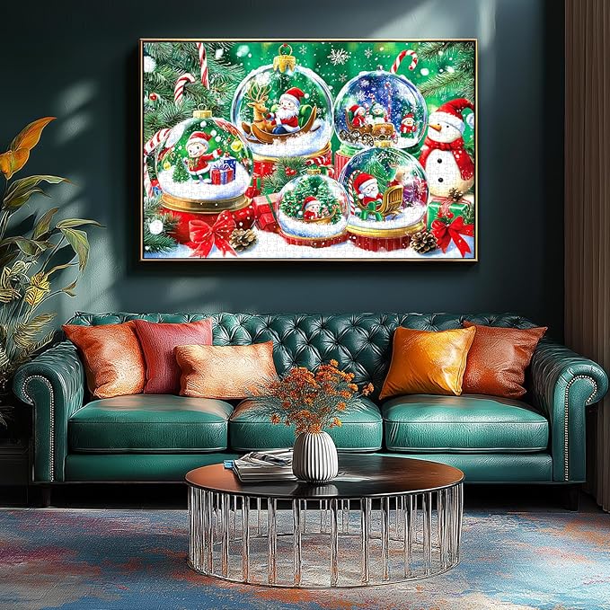 Christmas Glass Crystal Ball 500 Piece Puzzles for Adults, Christmas Jigsaw Puzzles, for Gifts Birthday Holiday Party Games Family, 23x15 Inch Dust Free