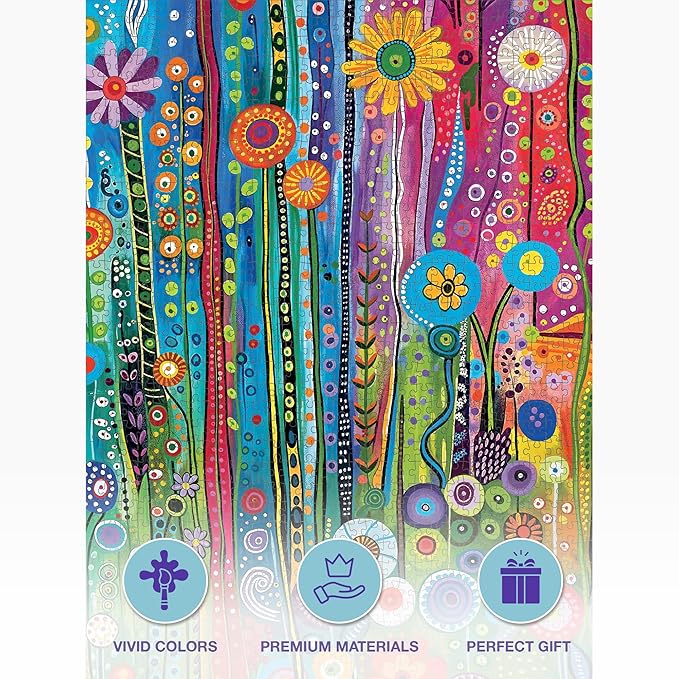 Cross & Glory - Daisy Streets and Rainbow Skies - 1000 Piece Jigsaw Puzzle for Adults | Abstract Cityscape Puzzle | 20x27 Inches | Flower Puzzles