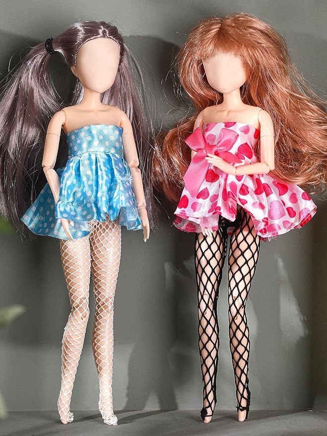 6 Pieces Doll Tights 12 Inch Handmade Doll Lace Stockings Female Long Sock Legging Casual Accessories for DIY Gifts(Large Hole Style)