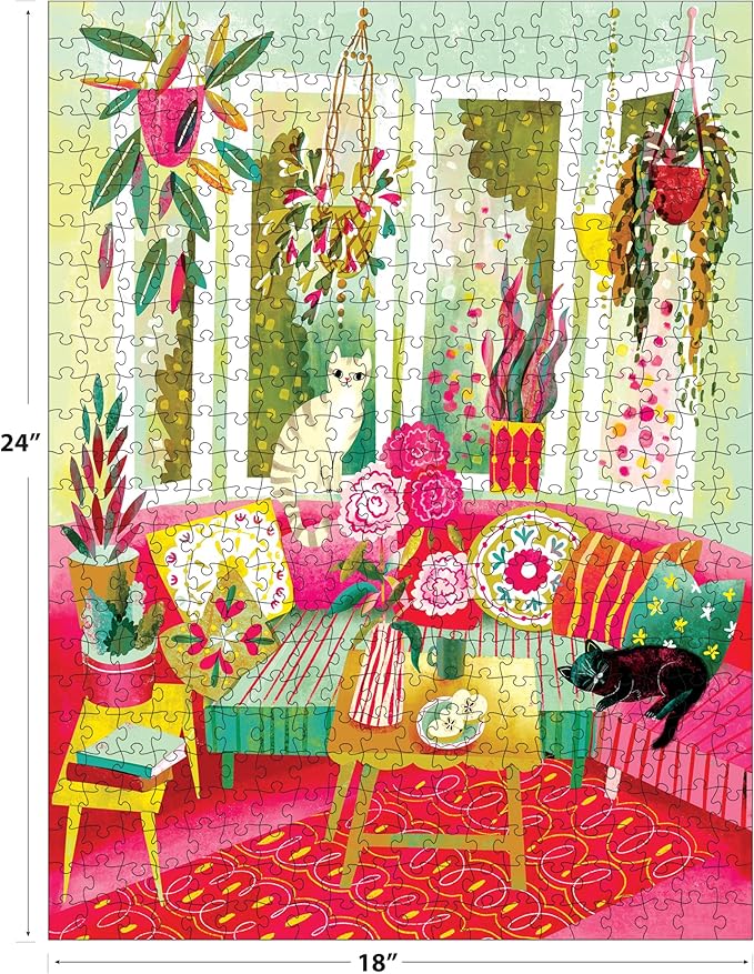 RoseArt - Cozy Cats 500 Piece Double-Sided Jigsaw Puzzle – Matte & Glossy Sides – Cat Puzzle for Adults - 2-in-1 Puzzle with Bonus Poster