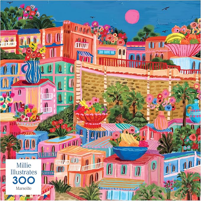 RoseArt - Millie Illustrates - Marseille France - 300 Piece Jigsaw Puzzle, Colorful Modern Travel Art Illustrated Puzzles for Adults