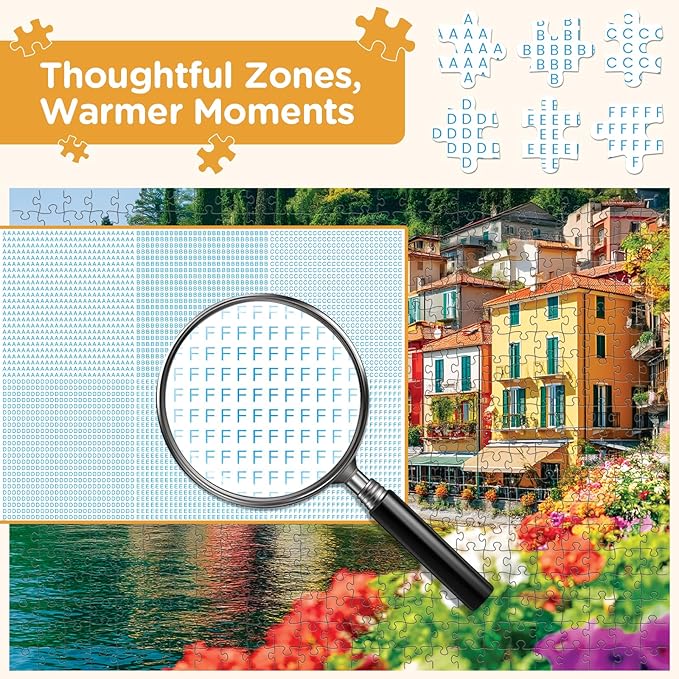 500 Piece Puzzle for Adult,Lake Como Scenery Italy Jigsaw Puzzle for Adults Seniors,Puzzle with Letters on Back,Interlock Perfectly No Dust,Challenging Family Activity Game Gift for Family,20.5*15 In