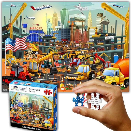 Think2Master Construction in New York City, USA 250 Pieces Jigsaw Puzzle. Great Puzzle for Adults and Seniors. Easier to Handle Larger Pieces. Size: 14.2” X 19.3”