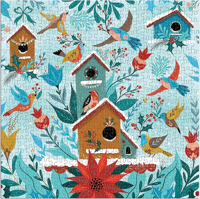 Galison Winter Perch 500 Piece Puzzle from Galison - 20" x 20" Winter Themed Puzzle That is Perfect for The Holidays, Colorful Artwork, Thick and Sturdy Pieces, Makes a Wonderful Gift!