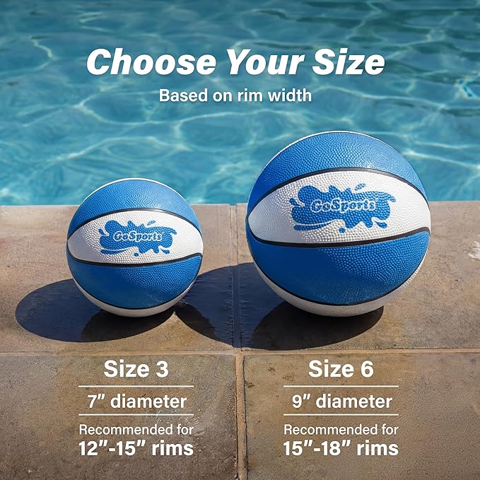 GoSports Water Basketballs 2 Pack - Choose Between Size 3 and Size 6, Great for Swimming Pool Basketball Hoops