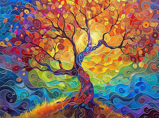 Cross & Glory - The Eternal Tree of Life - 1000 Piece Jigsaw Puzzle for Adults | Vibrant Rainbow Tree Puzzle | Meaningful Challenge | Best New Artistic Puzzle