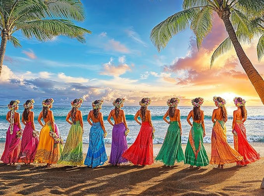 Cross & Glory - Aloha Harmony: Colors of the Pacific - 1000 Piece Jigsaw Puzzle for Adults | Best New Island Sunset Puzzle | Vibrant Polynesian Artwork | Immersive Puzzle Experience