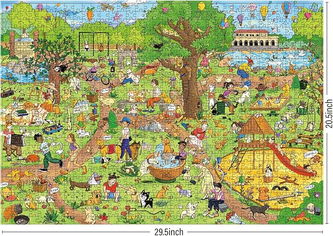 Antelope 2 in 1 1000 Piece Puzzle Bundle - Dog Park - 1000 Piece Jigsaw Puzzle Bundle with Cat Castle - 1000 Piece Jigsaw Puzzle