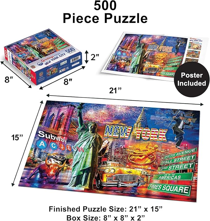 MasterPieces - 550 Piece Jigsaw Puzzle, New York City, Fun for Adults, Family, Kids, 18" x 24"