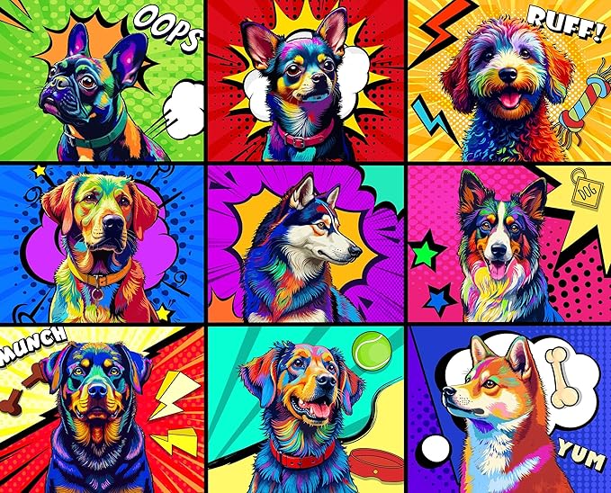 Springbok Pop Art Pups 1000 Piece Jigsaw Puzzle for Adults - Funny Dog Puzzle - Unique Cut Pieces - Made in USA
