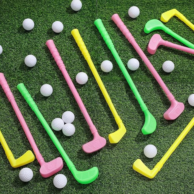 24 Pcs Plastic Mini Golf Clubs for Toddlers, Kids Golf Clubs Toy Set, Toy Balls for Kids Toddlers Outdoor Indoor Lawn Sports for Boys Girls (Bright)