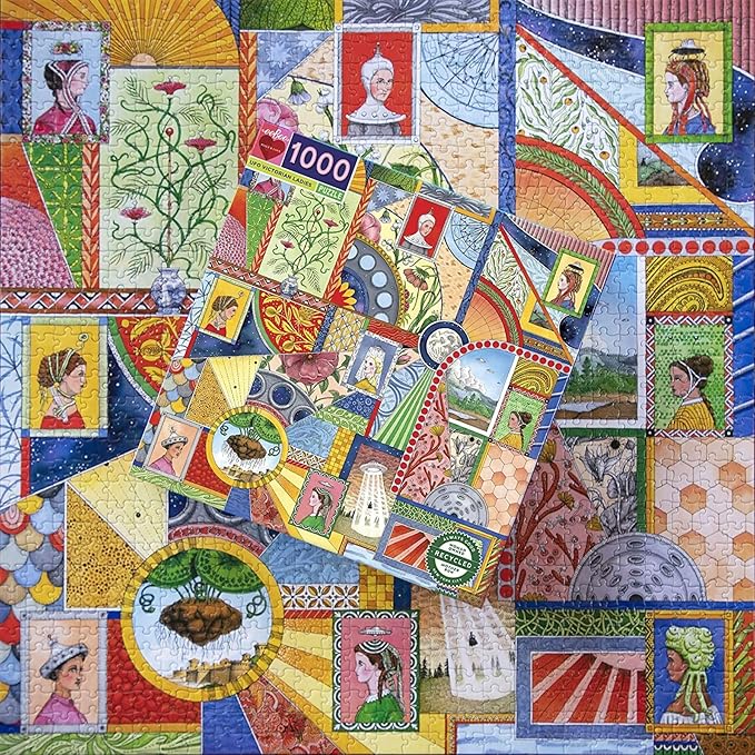 eeBoo 1000 Piece Puzzle - UFO Victorian Ladies Jigsaw Puzzle for Adults, Square 23" x 23" Made with Recycled Board & Vegetable-Based Ink