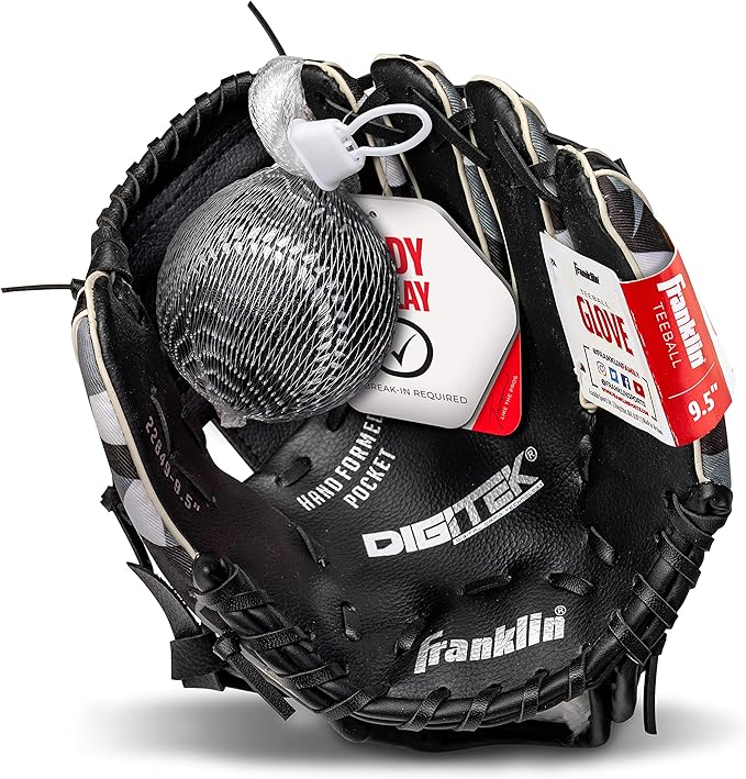 Franklin Sports Kids Baseball Gloves - RTP Youth Teeball Glove + Ball Set - Boys + Girls Teeball Mitt - Kids + Toddlers - 9.5"