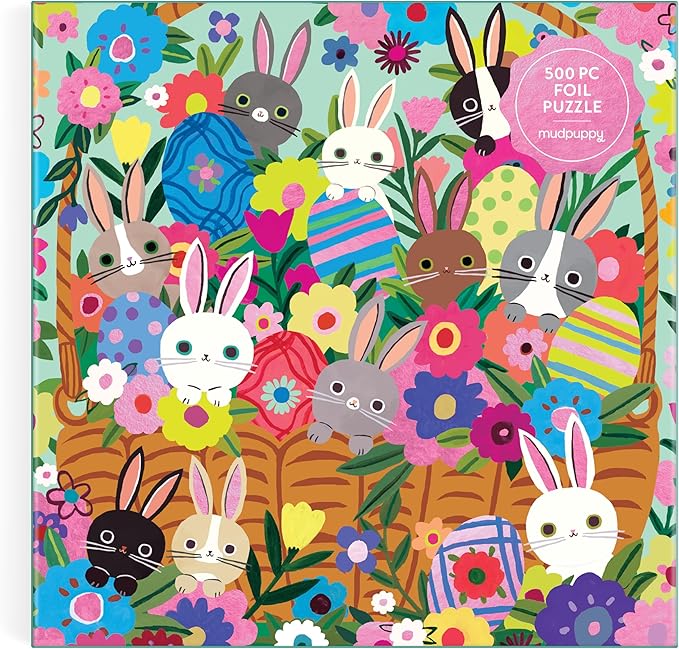 Mudpuppy Blooming Bunnies – 500 Piece Family Jigsaw Puzzle with Colorful and Fun Illustrations of Adorable Bunnies for Children Ages 8 and Up