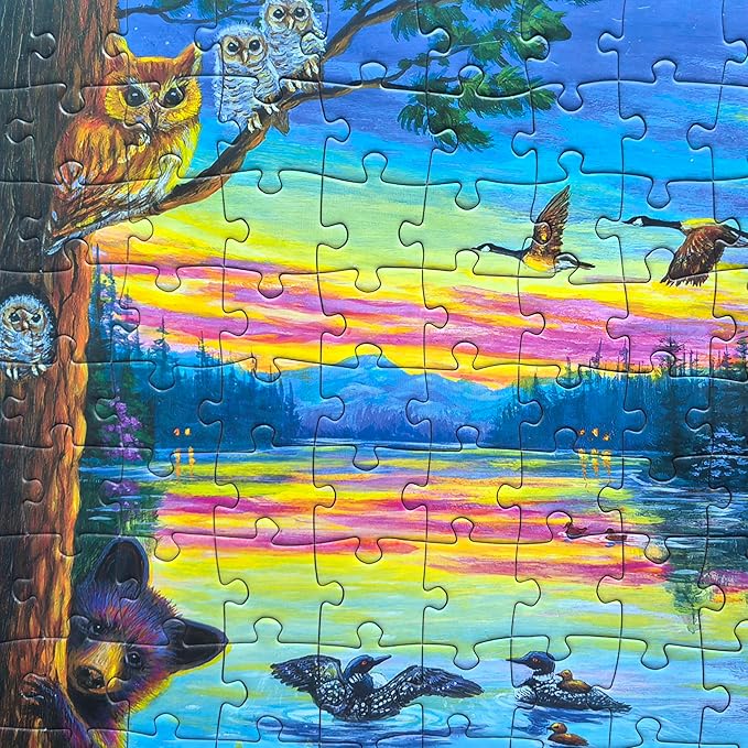 300 Piece Puzzles for Adults Large Piece - Jigsaw Puzzles for Kids Seniors - Lakeside Evening Licensed by Bridget Voth