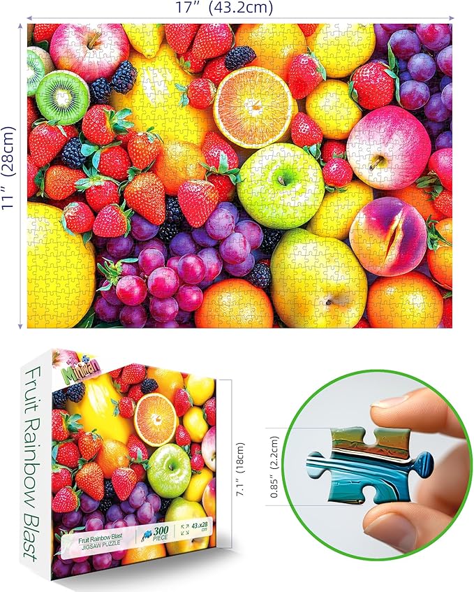 Colorful Fruit Mix 300 Piece Puzzle for Adults, Fun Puzzles for Adults 300 Pieces with HD Print & Poster, 17"x11" Dust Free, for Gifts Halloween Christmas Family Games Lovers