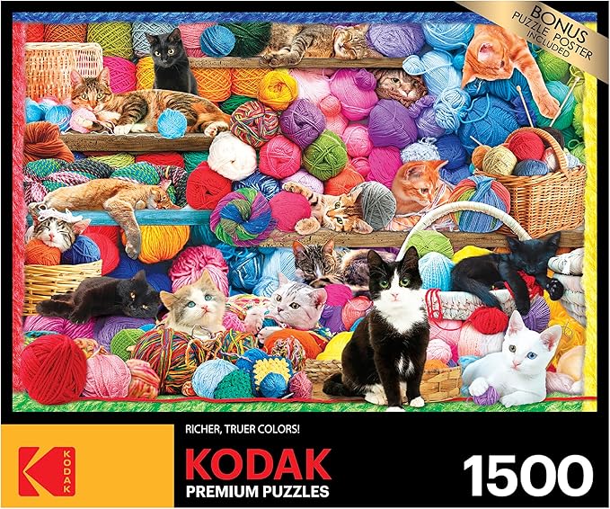 RoseArt - Kodak Premium - Cats and Yarn - 1500 Piece Jigsaw Puzzle for Adults