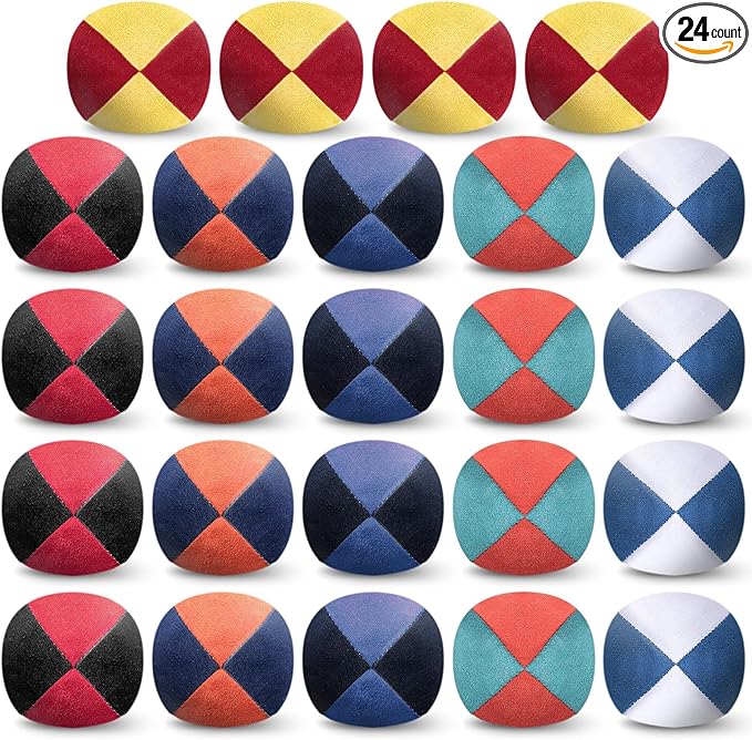 Liliful 24 Pcs 2.56 Inch Footbag Bulk Small Hacky Ball Multicolored Foot Indoor Toy for Kids Adults Teens Beginners Gifts Juggling Playing Games Party Favors