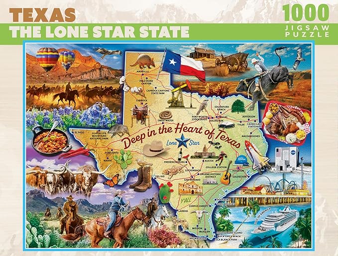 MasterPieces 1000 Piece Jigsaw Puzzle for Adults, Family, Or Youth - Texas The Lone Star State - 19.25"x26.75"