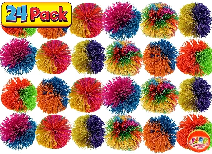 JA-RU Stretchy Stringy Balls for Kids (24 Pack) Hairy Rainbow Sensory Ball Fidget Toy | Stress Relief Toy | Bulk Party Favors, Classroom Prizes, & Goodie Bag Stuffers. 1070-24p