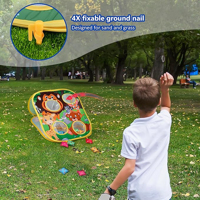 Animal Bean Bag Toss Game Toy Outdoor Toss Game, Family Party Party Supplies for Kids, Gift for Boys Birthday or Christmas for Toddlers Ages 3 4 5 6 Year Old