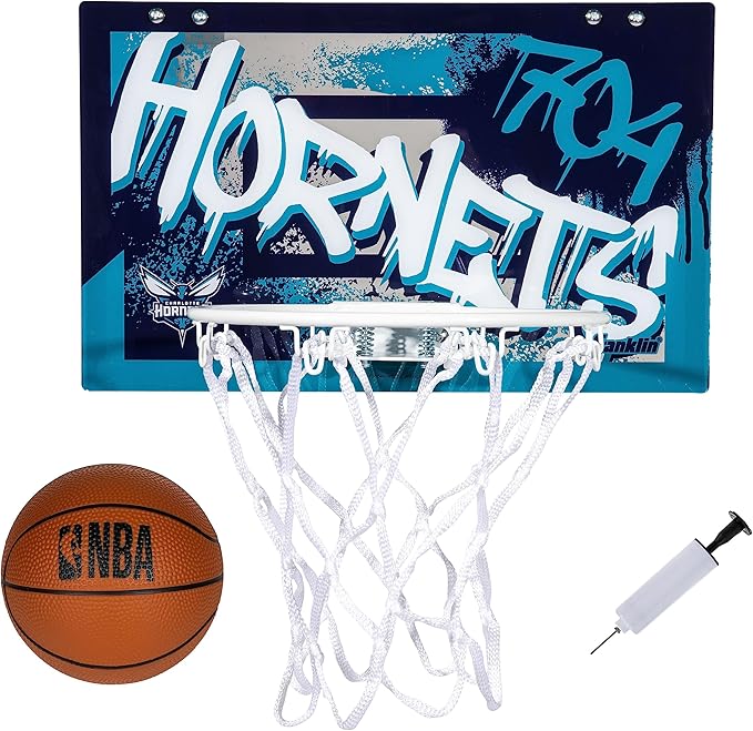 Franklin Sports NBA Team Over the Door Basketball Hoops - Kids Indoor Mini Basketball Hoop + Ball Set - NBA Fan Mini Hoops