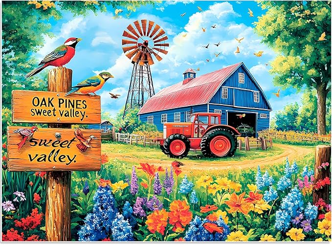 500 Pieces Puzzles for Adults, Colorful Spring Farm Puzzle for Adults Childern Seniors, Recycled Paper Bird Jigsaw Puzzle 500 Pieces, No Dust Challenging Puzzles Perfect for Game Nights 20.5x15