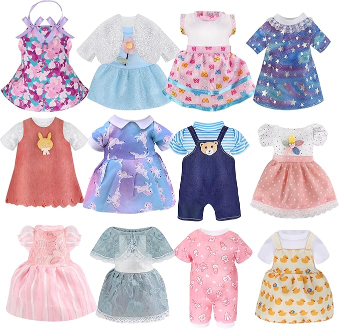 Girl Doll Clothes,12 Sets Doll Clothes Dress for 12 13 14 Inch Dolls, Lovely Baby Doll Outfits Accessories for Christmas Birthday for Little Girl