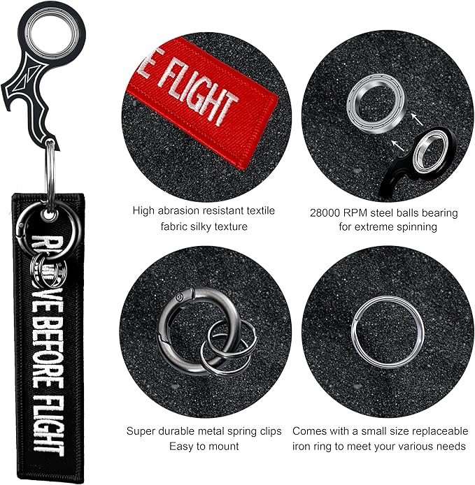 LENCLE Keychain Spinner Set,Fidget Toy,Full Metal Spinning Keychain Fidget with Tag for Motorcycles,Backpacks,and Men's Gifts