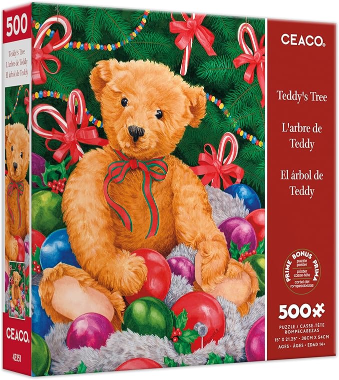 Ceaco – Marilee Carroll Teddy's Tree - 500 Piece Jigsaw Puzzle Colorful Puzzle for Adults – Precision-Cut Pieces, Beautiful Artwork, and Hours of Relaxing Fun