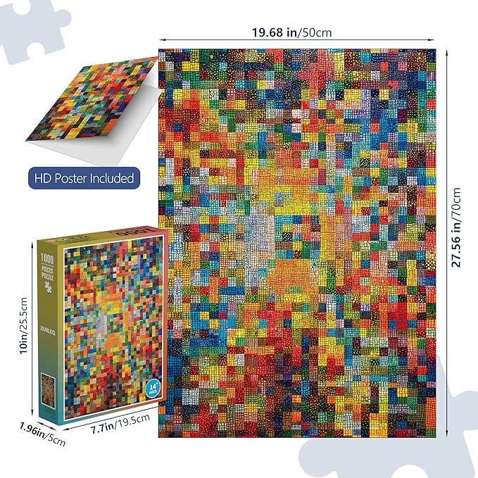 1000 Pieces Puzzle for Adults, Challenging Hard Fragments of Color Jigsaw Puzzles, Premium Matte Finish, 27.56 x 19.68 Inches, Perfect for Game Nights