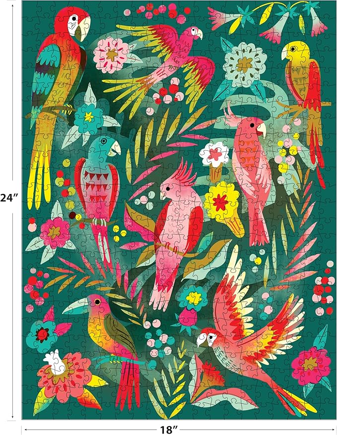 RoseArt - Birds, Butterflies & Blooms 500 Piece Double-Sided Jigsaw Puzzle – Matte & Glossy Sides– Nature Puzzle for Adults – 2-in-1 Puzzle with Poster
