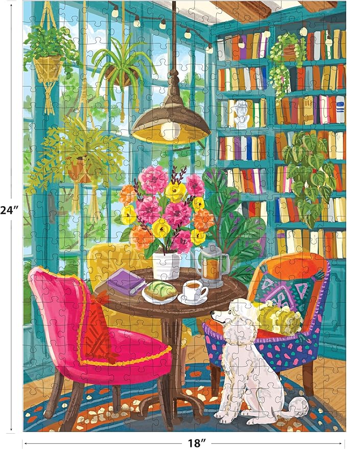 RoseArt - Olivia Gibbs - Home Library 300 Piece Jigsaw Puzzle - Cozy Books and Reading Nook Scene for Relaxing Fun – Adult Puzzle – Finished Size Approx. 18" x 24", Made in USA