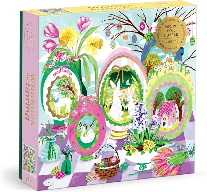 Galison Windows to Spring – 500 Piece Jigsaw Puzzle Featuring Beautiful Artwork of Sugar Egg Illustration for Easter