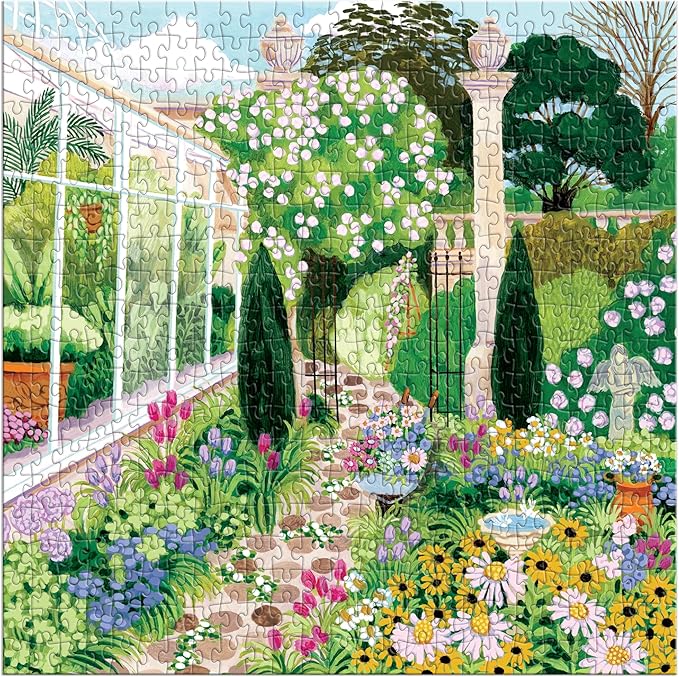 Galison Evergreen Gardens – 500 Piece Jigsaw Puzzle Featuring Beautiful Artwork of A Conservatory Pathway Garden