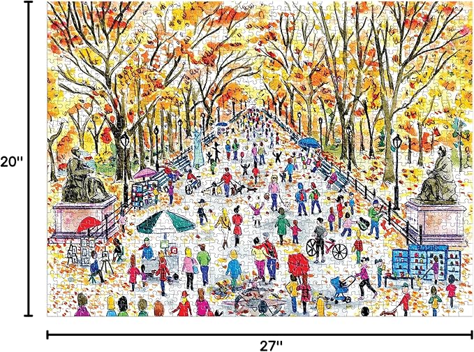 Galison Michael Storrings Fall in Central Park – 1000 Piece Puzzle Fun and Challenging Activity with Bright and Bold Artwork of Central Park During Autumn for Adults and Families
