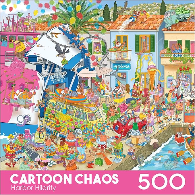 RoseArt - Cartoon Chaos - Harbor Hilarity - 500 Piece Jigsaw Puzzle for Adults