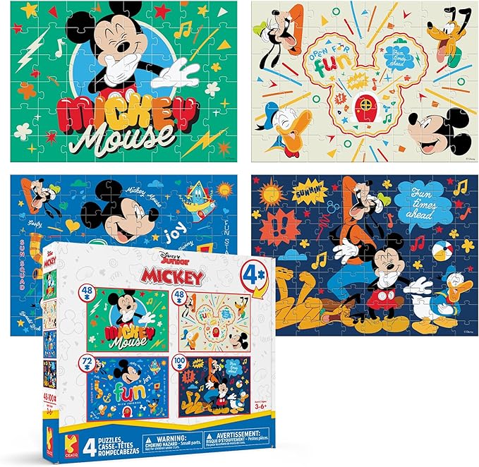 Disney Mickey Mouse & Friends - CEACO 4-in-1 Multipack Jigsaw Puzzles - Made for Kids - Ages 3–6+