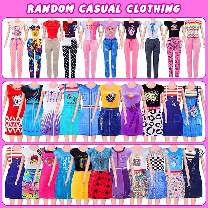 342 Pcs Doll Clothes and Accessories with Doll, Princess Gowns, Fashion Dresses, Top, Pants, Swimsuits, Shoes, Hangers and Other Accessories, Doll Playset Dress up Toy for Girls Toddlers Gift Toys