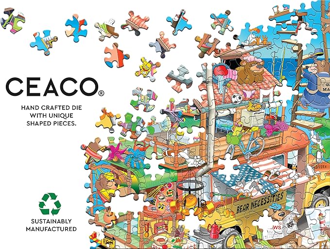 Ceaco - RJ Crisp - Bearly a Vacation - 500 Piece Jigsaw Puzzle - Relaxing and Fun Activity for Adults