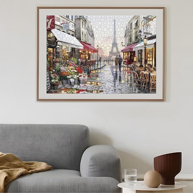 1000 Piece Jigsaw Puzzle for Adults Teens Kids - Fine Art Challenging, Paris Street 1000Pcs Puzzle, Family Game Gift, Size 27"x20"