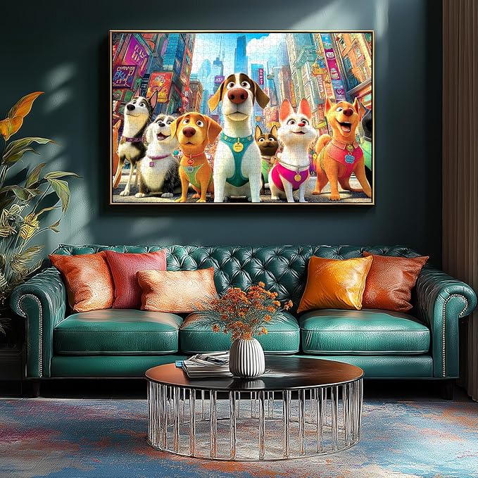 Blueforest 1000 Piece Puzzle for Adults - Cartoon City Pet Squad Art, 27.5x19.7 Inches Premium Jigsaw Puzzle for Game Nights Relaxation & Home Decor