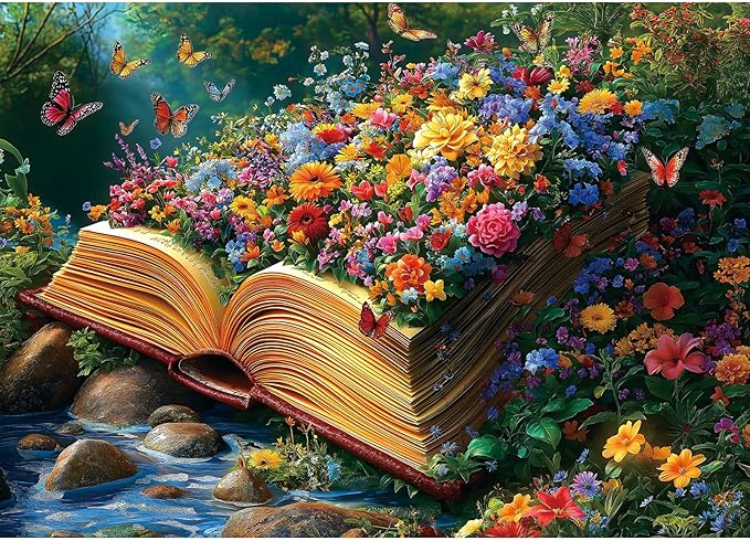 Spring Life Book 1000 Piece Puzzles for Adults, Funny Puzzle for Adults, Hard Challenge Art Jigsaw Puzzles, for Gifts Birthday Party Games Family, 27.5" X 19.7" Dust Free Puzzle