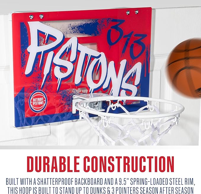 Franklin Sports NBA Team Over the Door Basketball Hoops - Kids Indoor Mini Basketball Hoop + Ball Set - NBA Fan Mini Hoops