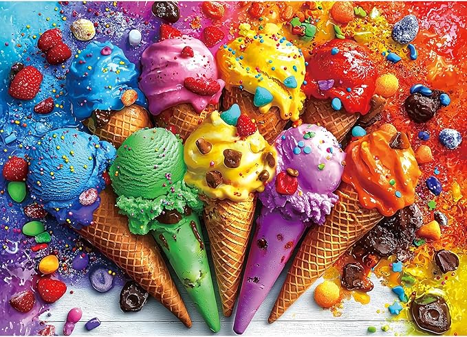 1000 Piece Puzzle for Adults, Ice Cream and Candy Jigsaw Puzzles, Funny Home Decor Puzzle, Perfectly Fitting Pieces, Birthday Party Gift for Adults Seniors 27.5" x 19.7"